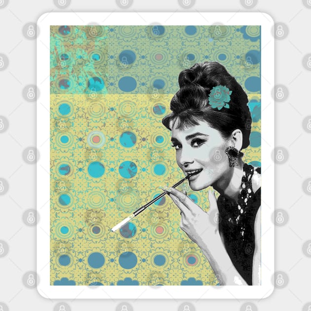 Audrey Hepburn Smoking. Sticker by FanitsaArt